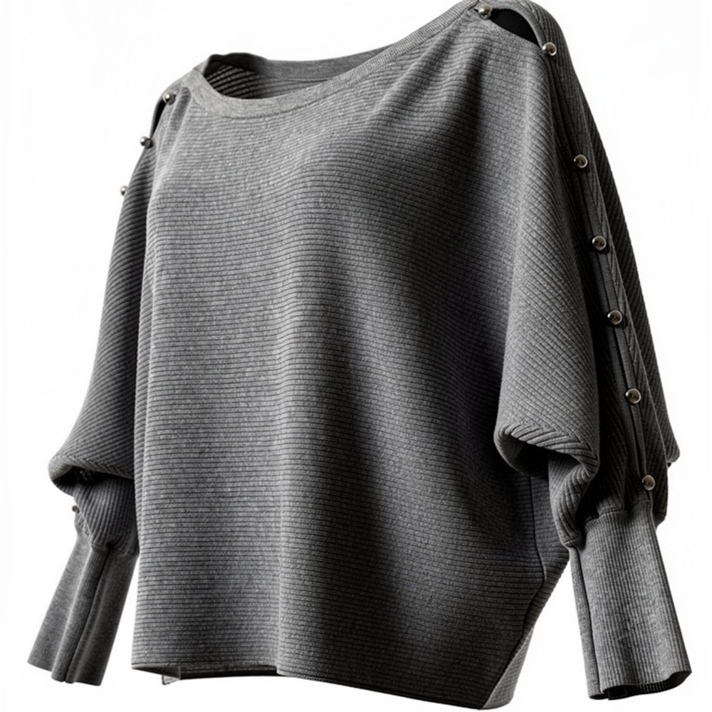Jennifer Lopez Gray Button-Detail Cropped Top. Size - M